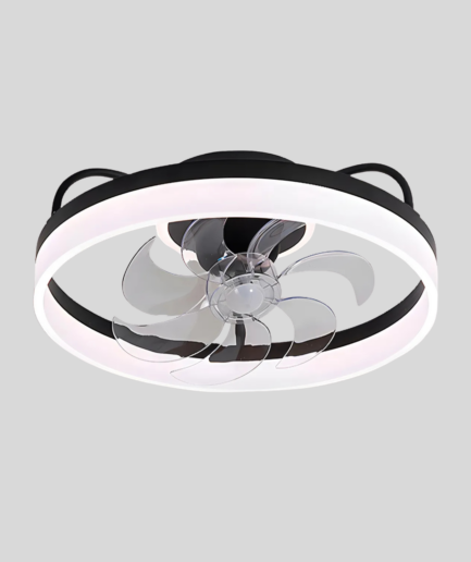 Ventilador e Lustre Oscilante Preto Bivolt